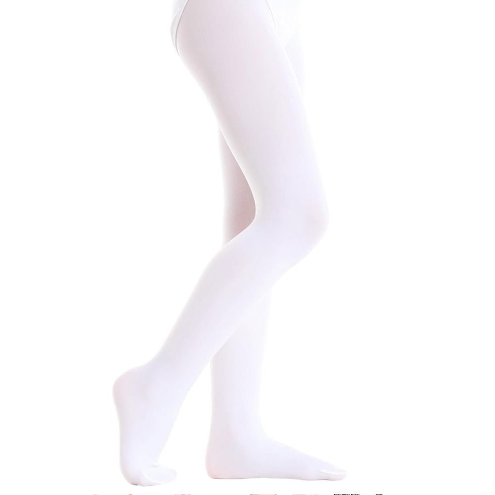 New Tottog Ballet Tights Kids Size 4-6 Years white Stretchy Seamless Stockings